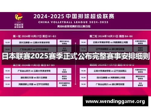 日本联赛2025赛季正式公布完整赛事安排细则